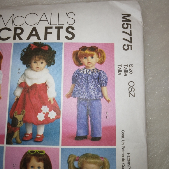 McCall's M5775 Clothing for 18" dolls American Girl Doll and a little dog! - Picture 2 of 5